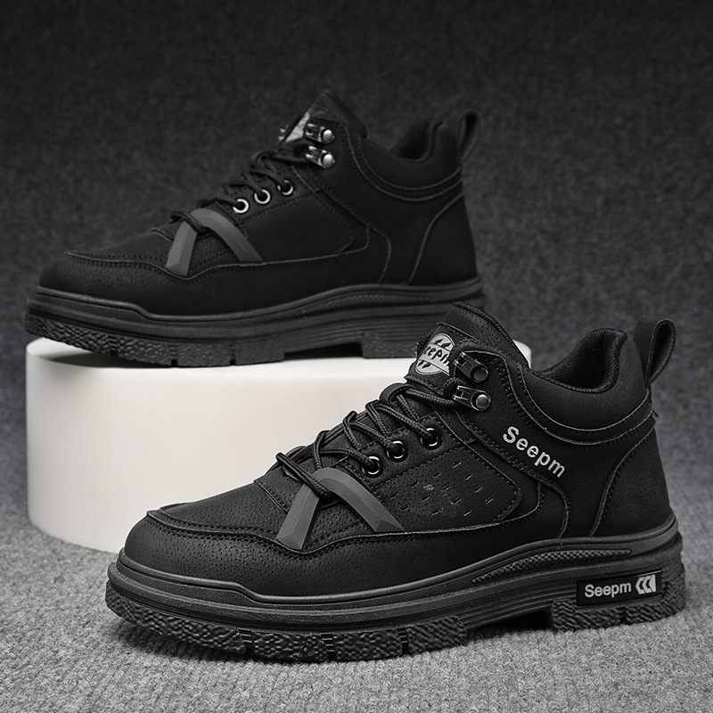 Men's Shoes 2023 Autumn And Winter Work Site Work Thick Sole Sports Leisure Mountaineering High Help Labor Protection Martin Cargo Shoes_voghion.com