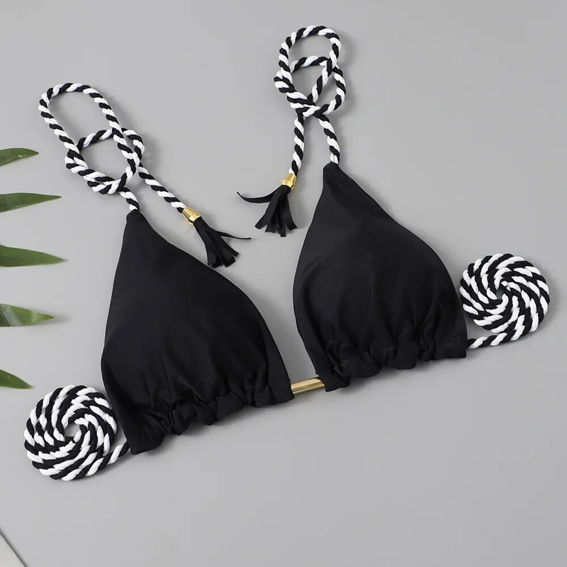 Swimwear Patchwork Thong Bikini Set Swimsuits Sexy Bikinis Triangle Bandage Female Clothing Beachwear Beach Vacation_voghion.com