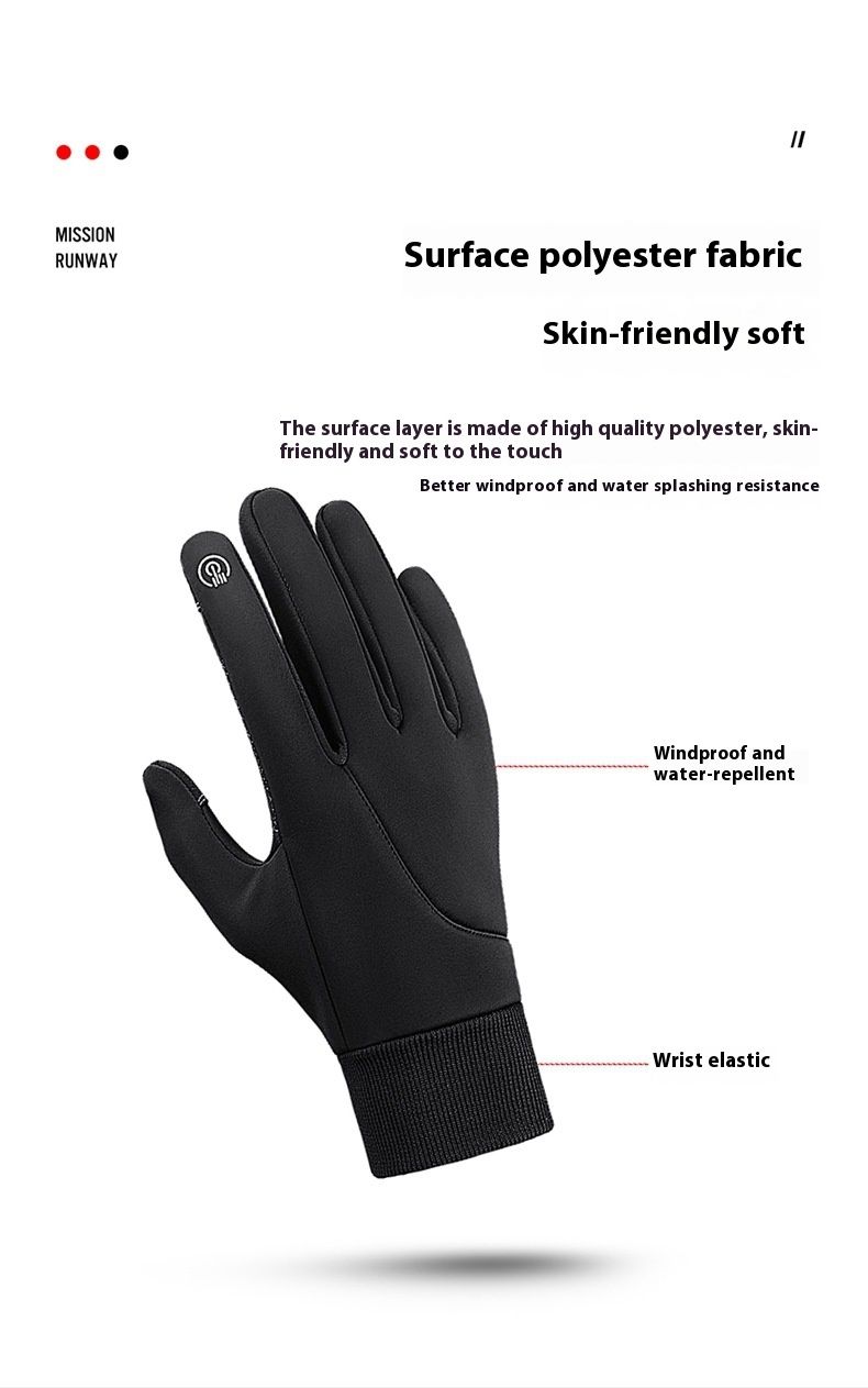 Guanti da sci e ciclismo antivento, caldi, antiscivolo, per sport all'aria aperta, autunnali e invernali, da uomo e da donna, in peluche, touch screen_voghion.com