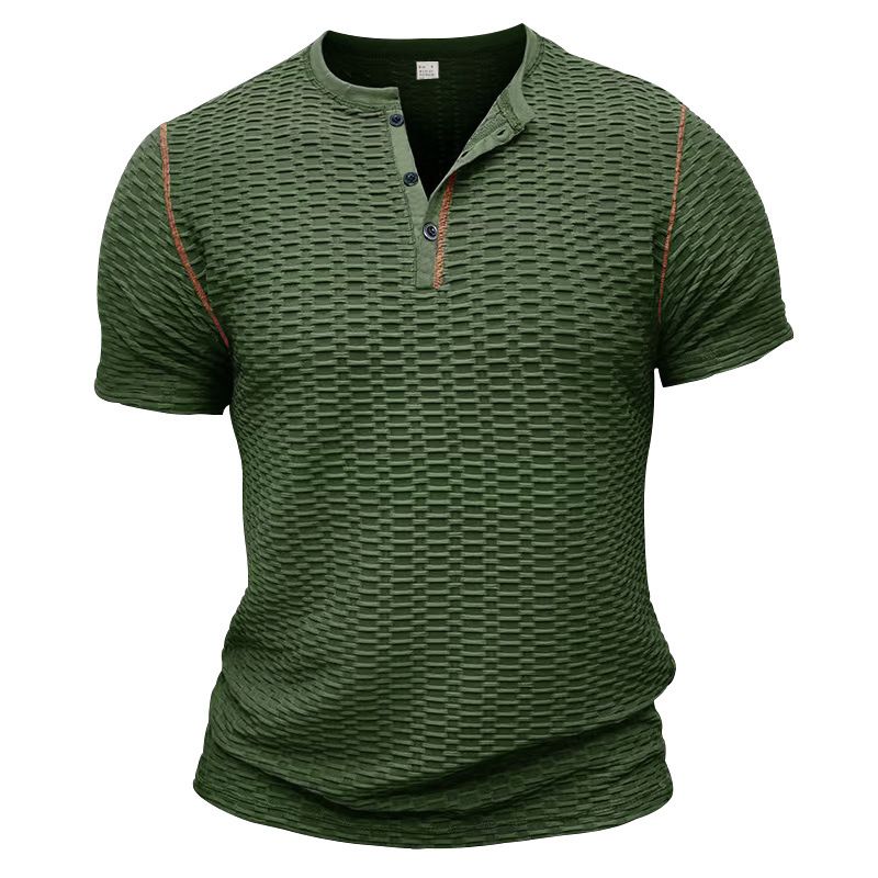 Unbeatable Quality Summer Sports Fitness Slim Fit Breathable Short Sleeved Muscle Henry Shirt Men's T-shirt_voghion.com