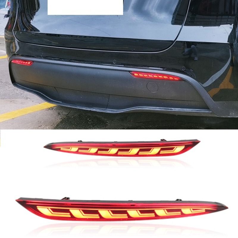 Für Tesla Model Y 2020-2022 1 Paar LED-Heckbalkenlicht Modifiziertes Heckstoßfängerlicht Nebelscheinwerfer DRL Blinker Bremsleuchte_voghion.com