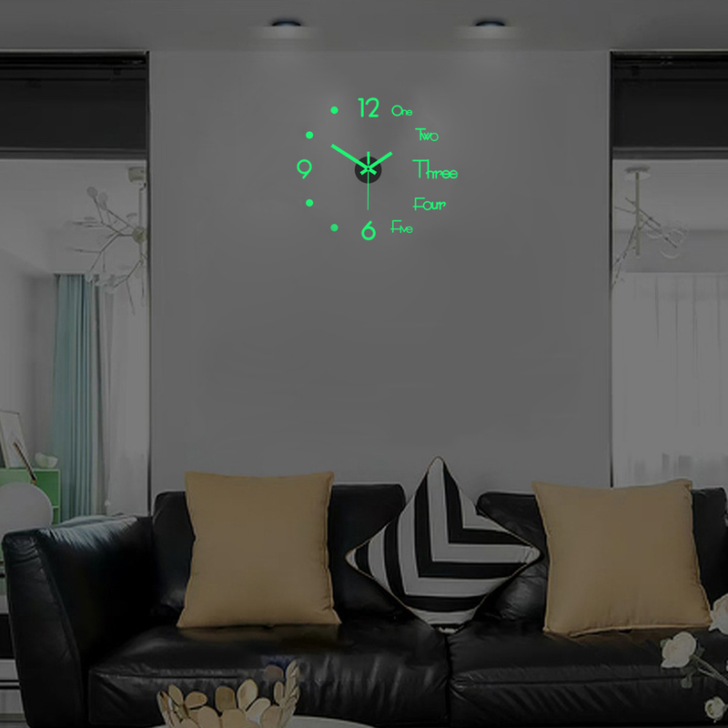 Sienas pulkstenis 3D DIY Moderns dizains Lieli kvarca pulksteņi Modes Pulksteņi Uzlīmes Dzīvojamā istaba Mājas dekors Horloge Gaismas Bezrāmju_voghion.com