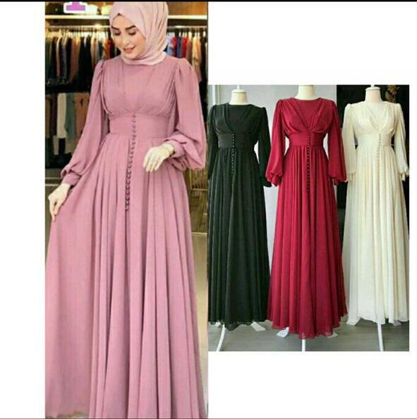 Dameskleding Moslim damesgewaad effen kleur chiffon puntige tuniekjurk Moslim Abaya_voghion.com