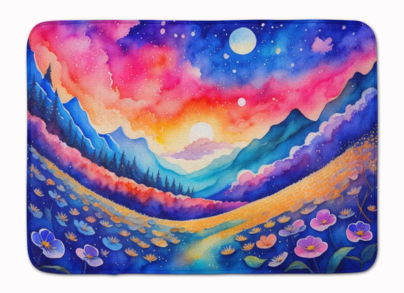 Periwinkles In Color Memory Foam Kitchen Mat Machine Washable Anti-Fatigue Mat Cushion Comfort Bath Mat Or Kitchen Rug_voghion.com