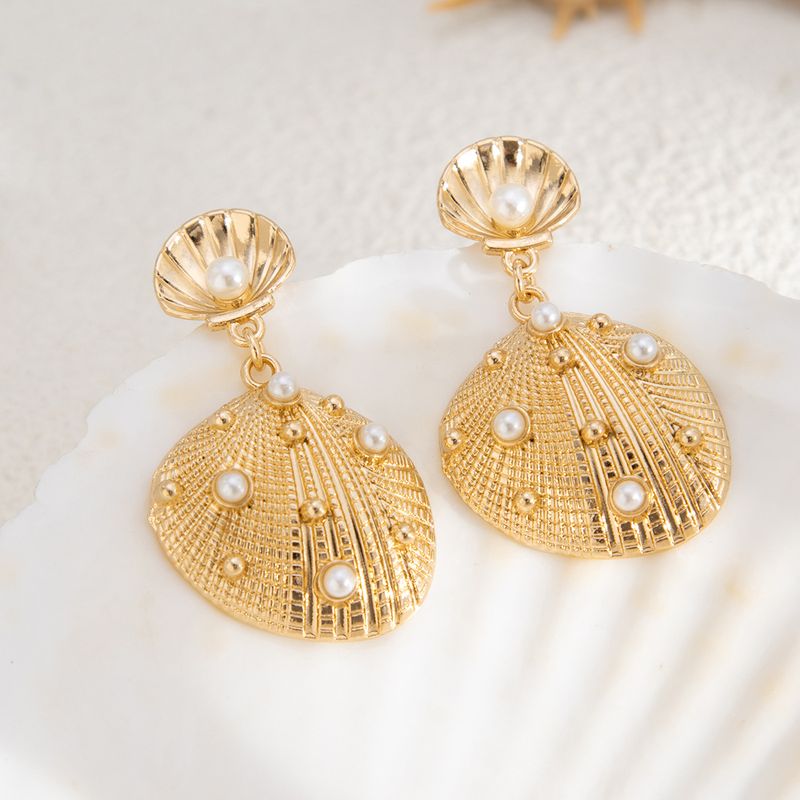 Sommer Stil Mode Conch Shell Anhänger Neue Licht Luxus Perle Ohrringe Für Frauen_voghion.com