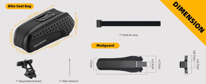 Bolsa rígida para sillín de bicicleta ROCKBROS con guardabarros y cierre rápido_voghion.com