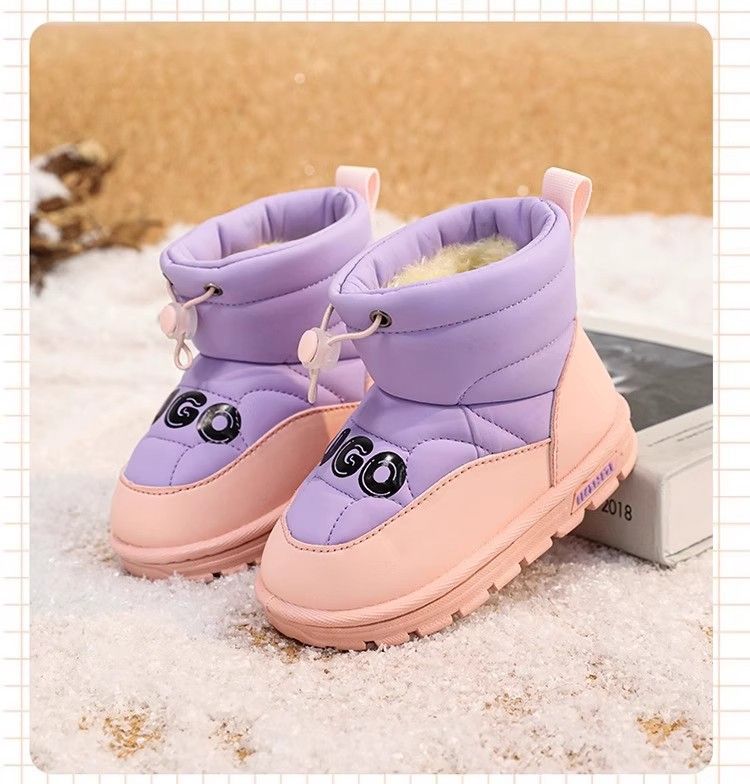 Children's Snow Boots Winter Plus Velvet Thickened Boys Large Cotton Boots Waterproof And Non Slip Boys Northeast Cotton Shoes_voghion.com