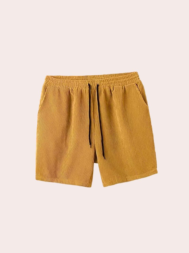 Herren-Set aus Cord mit kurzen Ärmeln, Hemd und Shorts – lässiges Sommeroutfit, entspannter Schnitt, einfarbig, zweiteiliger Lounge-Anzug, leicht_voghion.com