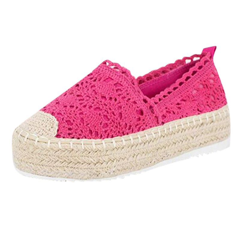 Frau Flache Chaussures Femme Zapatos De Mujer frauen Hohl Plattform Casual Schuhe Einfarbig Atmungsaktive Keil_voghion.com