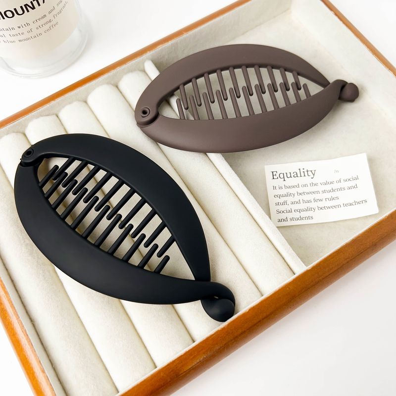 Pince à cheveux simple et givrée, couleur unie, avec dents, antidérapante, pour queue de cheval, épingle à cheveux plate, pince banane verticale, coiffure_voghion.com