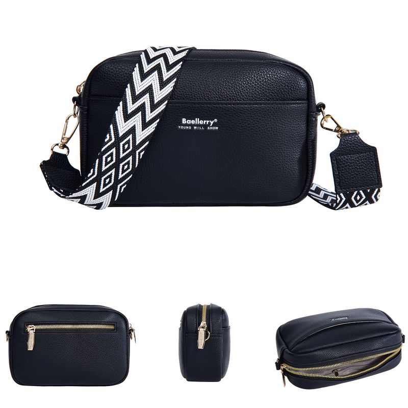 New Women's Baellerry Solid Color Large Capacity Zipper Shoulder Crossbody Women PU Small Square Bag_voghion.com