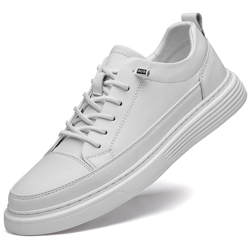 Top Layer Rindsleder Trendy Markenqualität Herren Sport Casual Slip-On Echtleder Genäht Dickbesohlte Weiße Sneakers_voghion.com