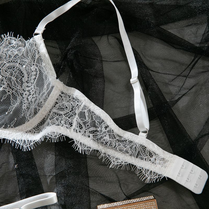 Women's Intimates Big Chest Small Thin Hollow Bra Thong Women's Underwear Set_voghion.com