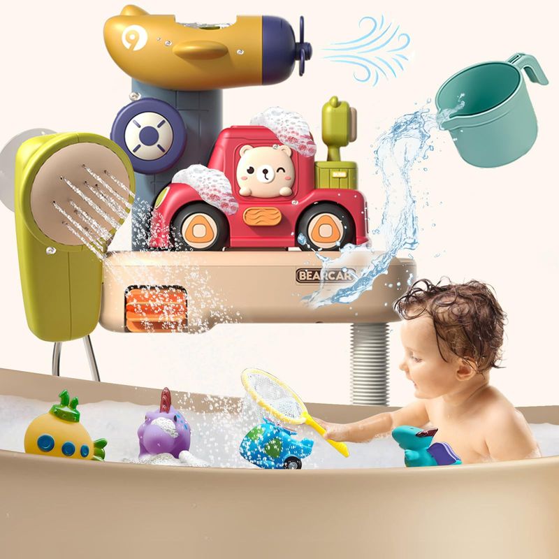 Jouets de bain pour bébé, baignoire, parking, avec pompe submersible, jouets interactifs amusants_voghion.com
