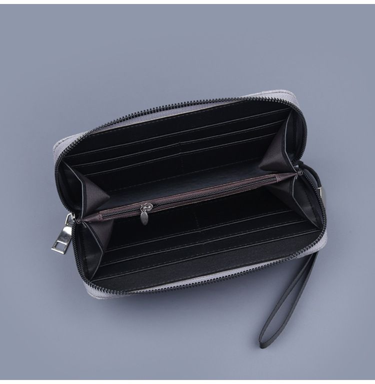 Canvas portemonnees voor heren, lange clutches, clutches met rits voor heren, telefoontasjes voor heren, denim casual portemonnees met grote capaciteit._voghion.com