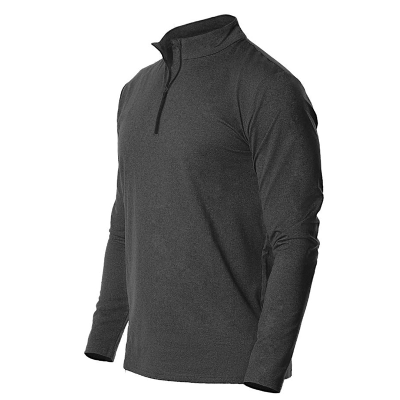 Unbeatable Quality 2024 Autumn Men's Long Sleeved Quick Drying Sports Running Pullover Half Zipper Solid Color Breathable T-shirt_voghion.com