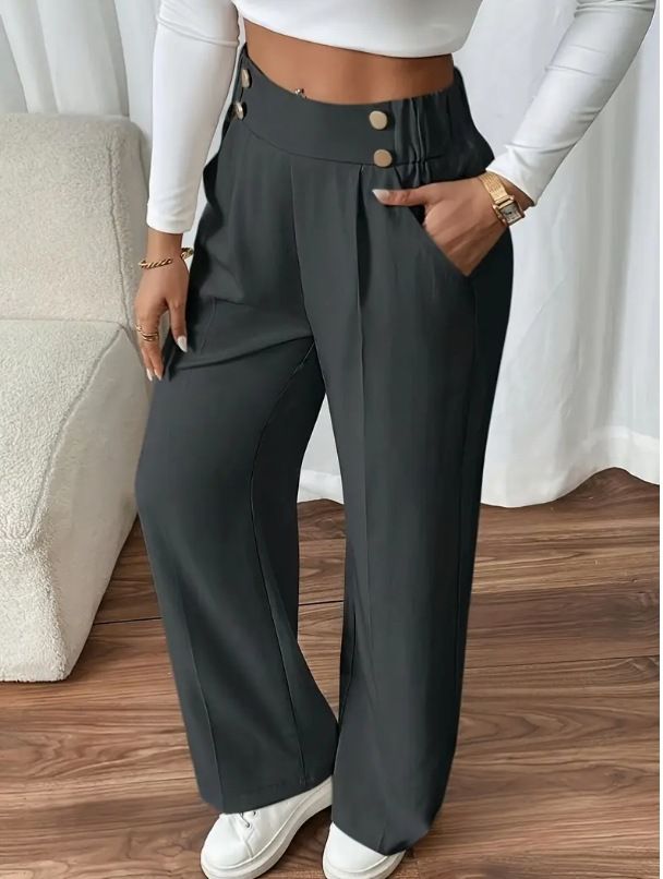 Dameskleding Drape Mopping Casual Broek Hoge Taille Broek Losse Temperament Recht Niche Ontwerp Effen Kleur Broek_voghion.com