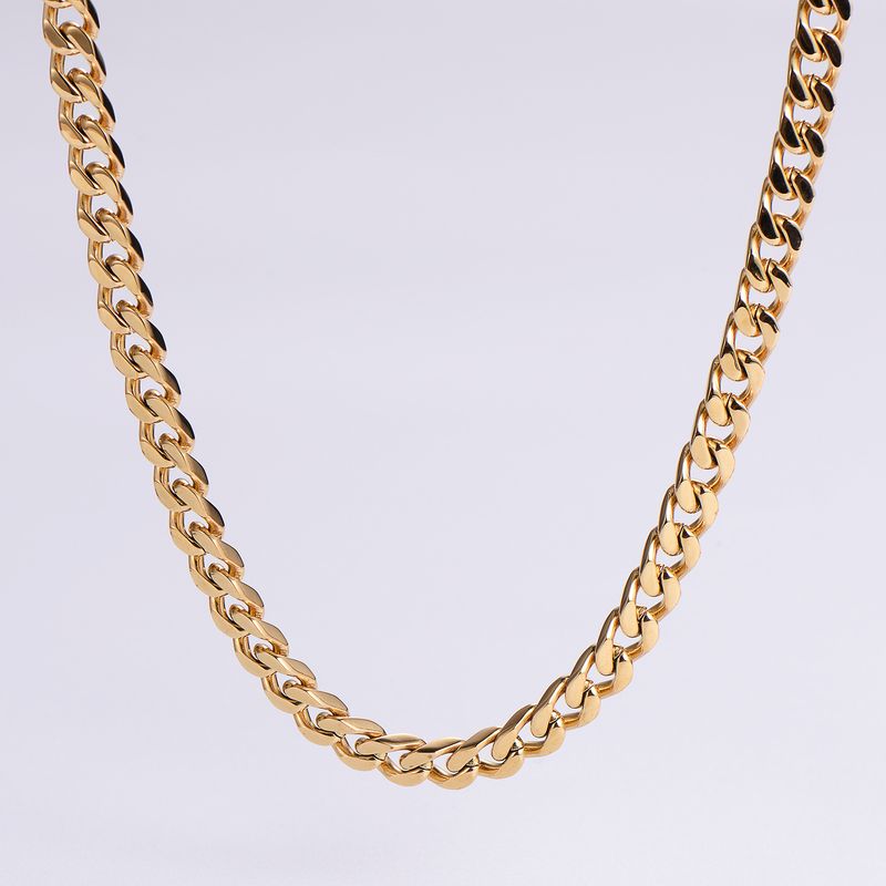 Men's Jewelry Hip Hop Jewelry Stainless Steel Polished Four Sided Grinding Necklace Cuban Chain Necklace_voghion.com