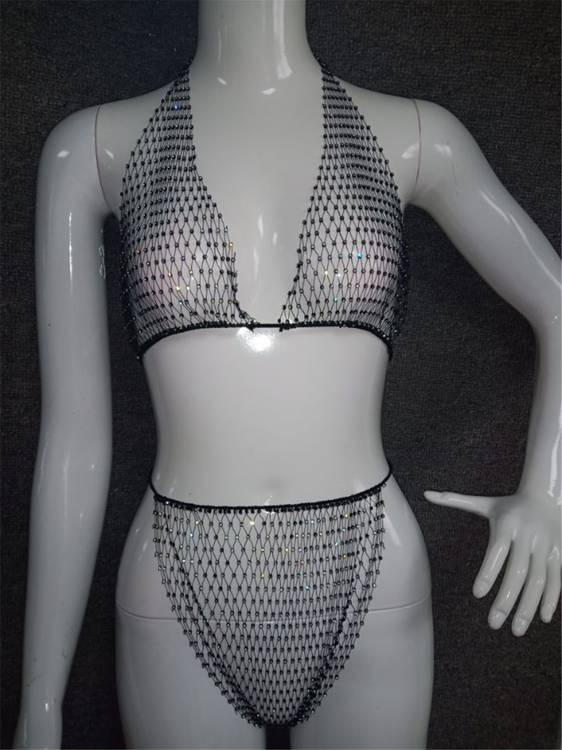 2023 Fashion New Women's Flash Diamond Mesh Sexy Super Flash Set Z1198_voghion.com