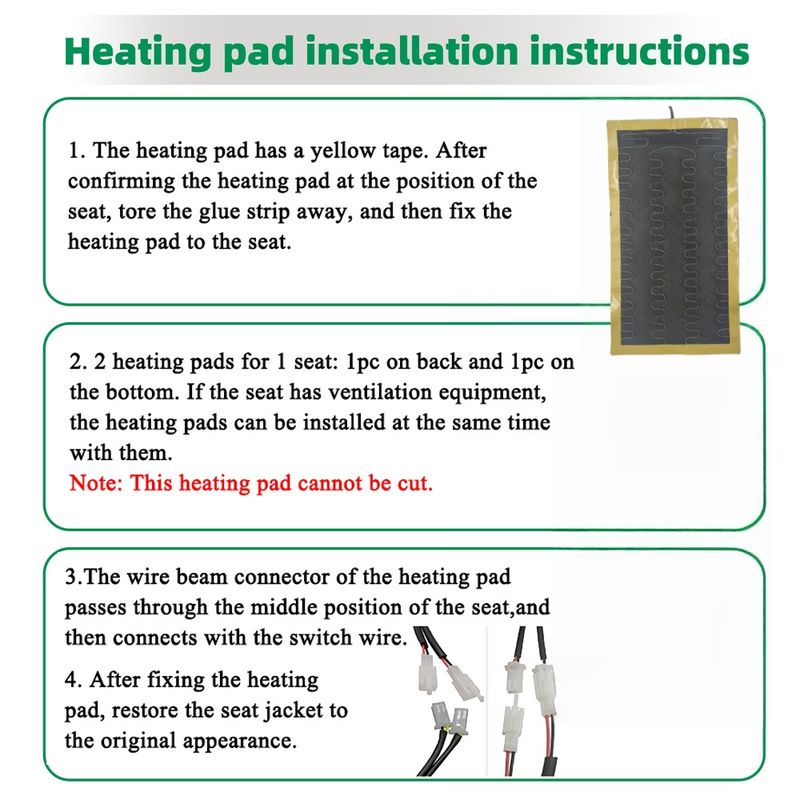 Neues eingebautes Autositzheizungsset für 1/2 Sitze, 12 V, 2/4-teilige Universal-Heizkissen aus Legierungsdraht, 3 Stufen, Doppelsteuerung, beheizt_voghion.com