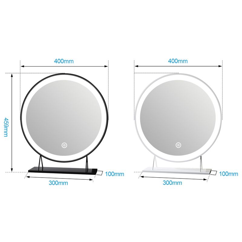 Hollywood Vanity Mirror Round With LED Touch 3 Lights For Dressing Table Make-up_voghion.com