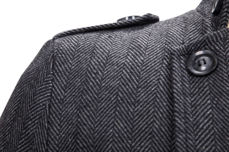 Herrenbekleidung Mantel langer Stil Männer gefälschte zwei Fischgräten-Tweed-Mantel-Trenchcoat_voghion.com