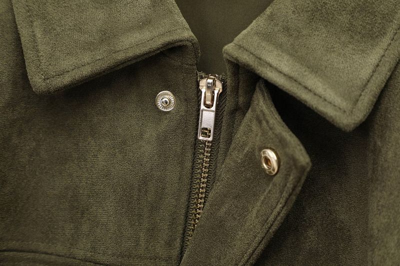 Jaqueta bomber feminina outono inverno com mangas morcego, fecho de zíper, caimento solto, textura de camurça, agasalho casual – P/M/G_voghion.com