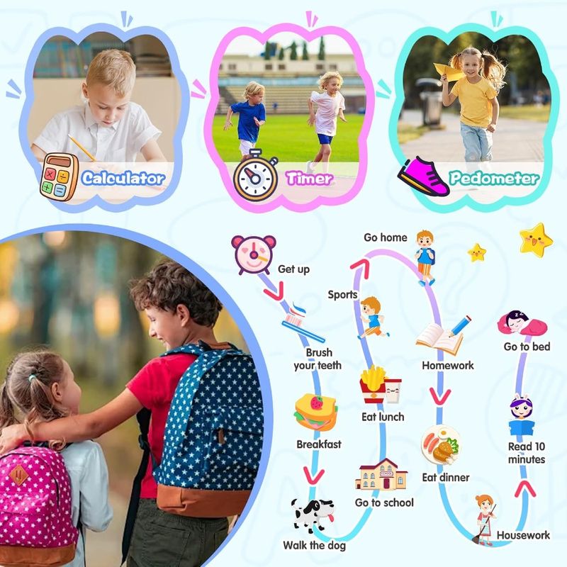 Smart Watch For Suitable For Boys And Girls 412 Years With 19 Games Camera Video Music Alarm Clock Audiobook Learn Card Calcula_voghion.com