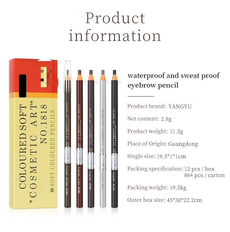 Makeup 1818 szemöldökceruza vízálló és izzadságálló, fakulásmentes tartású, stúdió sminkeseknek kezdőknek._voghion.com