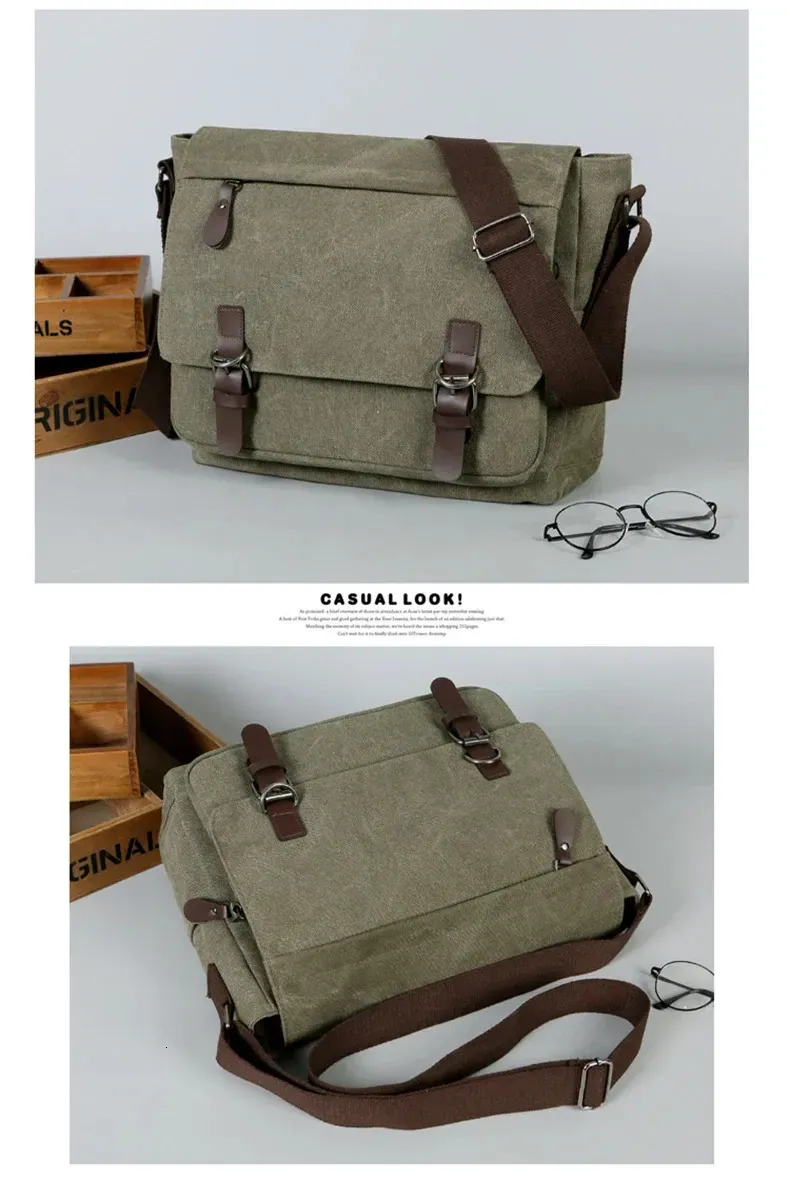 Messenger Bag Herren Business Tragbare Schulter Canvas Crossbody Pack Retro Casual Büro Satchel Reisetaschen Kit Vintage_voghion.com