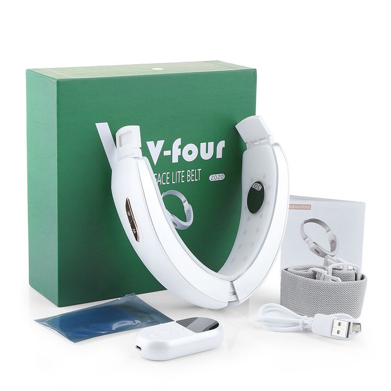 Herramienta de adelgazamiento facial con microcorriente, instrumento de belleza para rejuvenecimiento de papada con luz de color rojo y azul, vibración facial_voghion.com