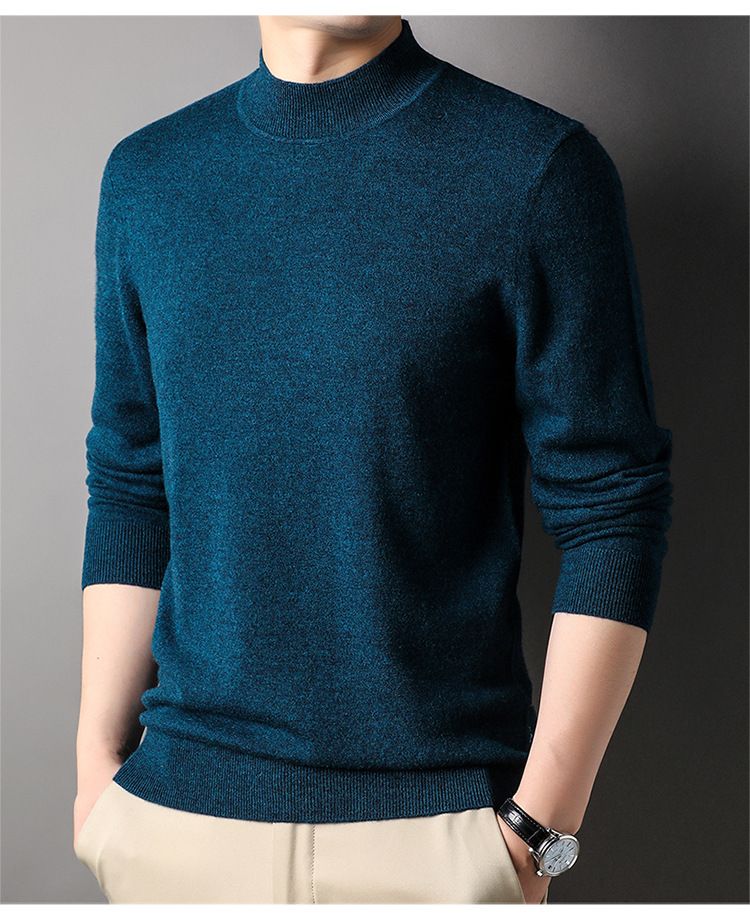 Abbigliamento maschile Maglione di lana da uomo autunno e inverno abbigliamento maschile giovanile maglione di base lavorato a maglia multicolore intimo in lana maglione a collo alto_voghion.com