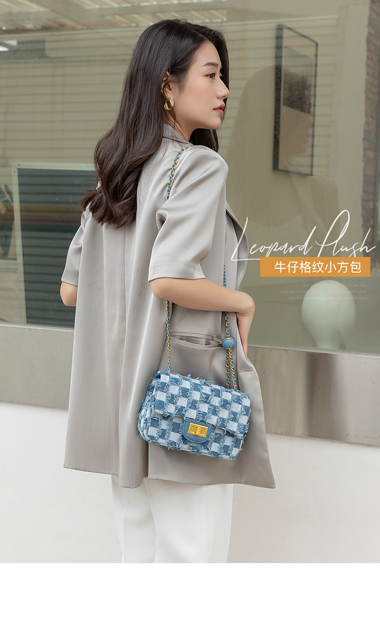 Shoulder Bags High-quality Textured Niche Design Canvas Bags Rhombic Chain Denim Messenger Bags High-end Women's Bags_voghion.com
