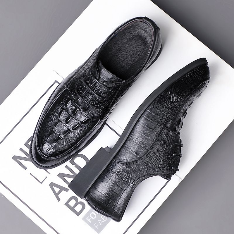 New Top Layer Cowhide Casual Genuine Leather Business Dress Breathable Single Shoes, Pointed Men's Shoes_voghion.com