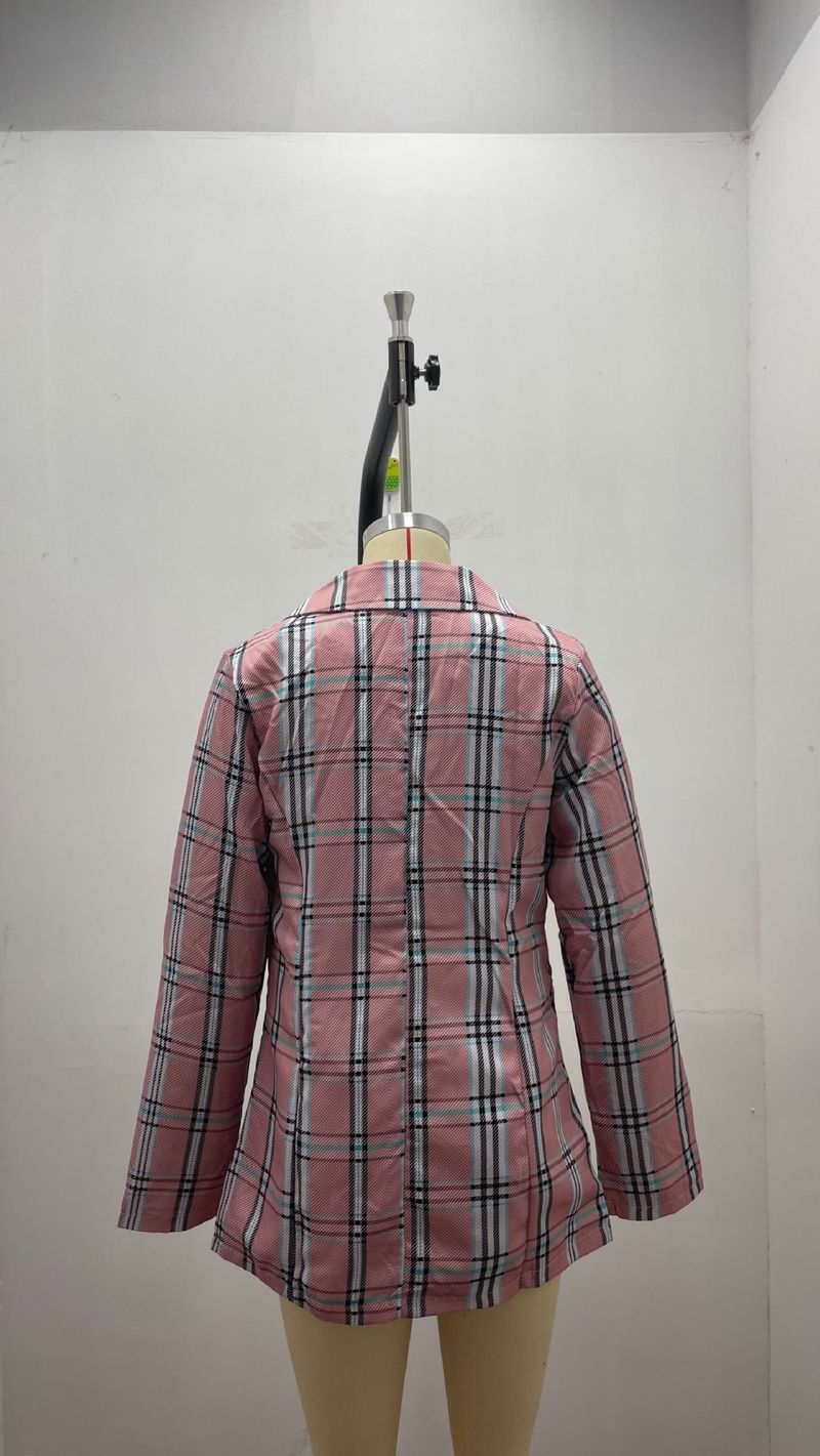 2024 neue Damenmode Plaid Casual mit Revers, Slim Fit Strickjacke, Anzugjacke für Damen_voghion.com