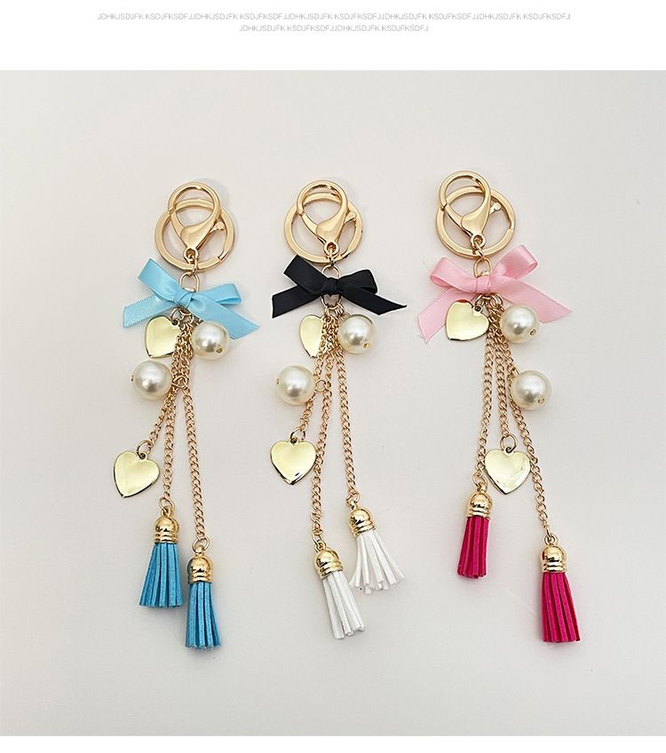 Neue exquisite Bowknot Quaste Herz Auto Schlüsselanhänger Telefon Fall Tasche Anhänger kleine Geschenk Dekoration_voghion.com