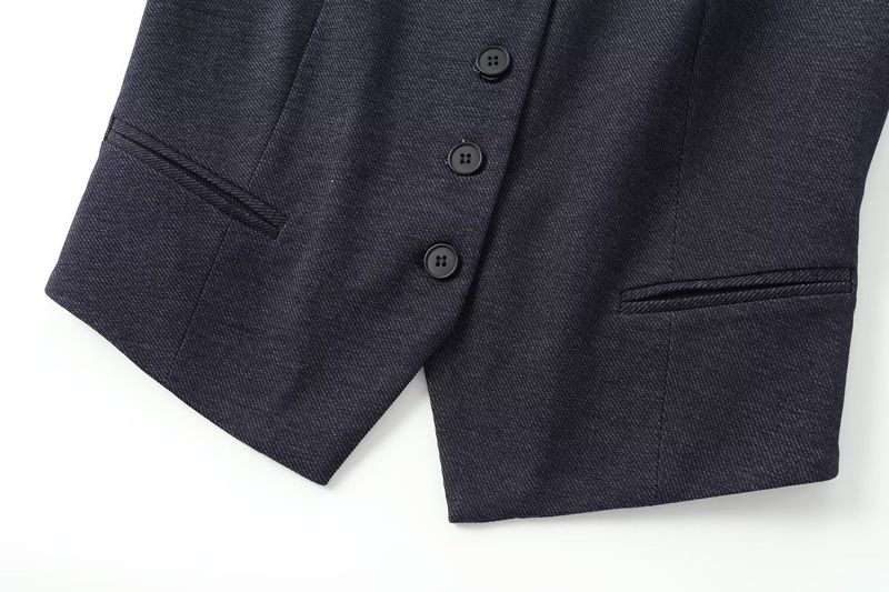 Women's clothing 2024 summer new item denim linen suit vest lantern pants set_voghion.com