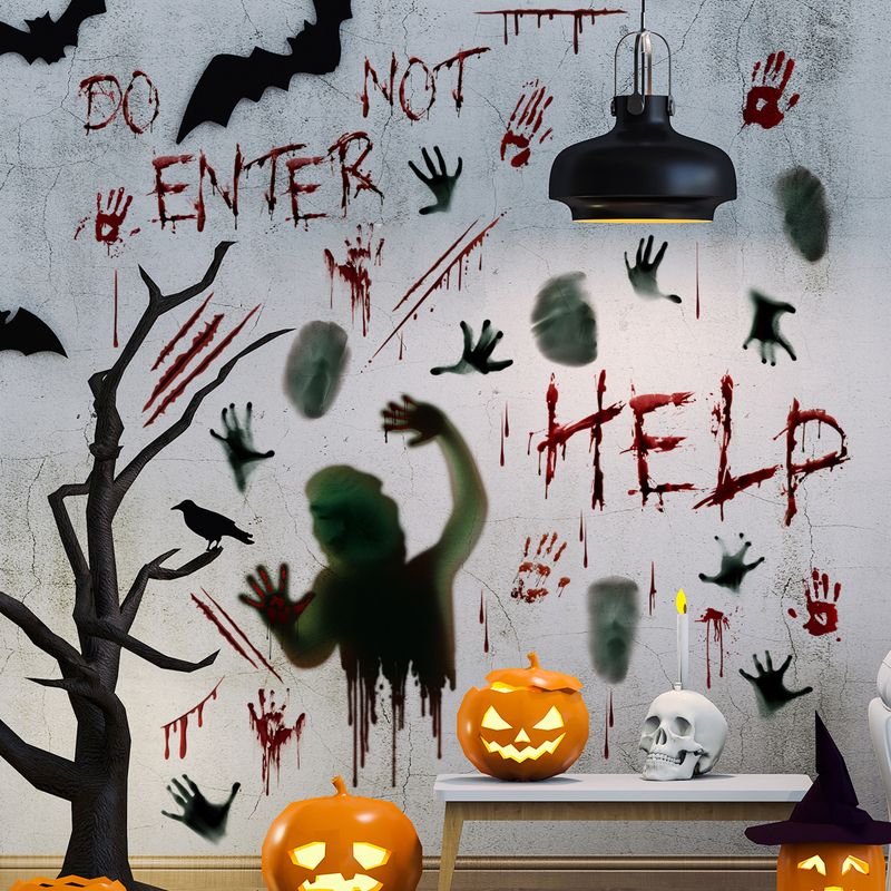 Aufkleber Halloween Blut Handabdruck Fußabdrücke Dekorative Wandaufkleber Fensteraufkleber Wohnzimmer Schlafzimmer Hintergrund Home Dekoration Aufkleber_voghion.com