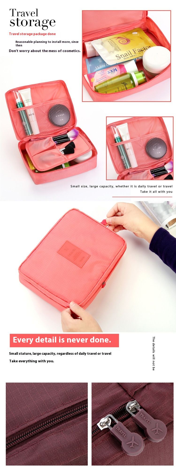 Trousse de toilette de voyage de grande capacité version coréenne de deuxième génération, trousse de maquillage, sac de rangement portable, sac carré multifonctionnel_voghion.com