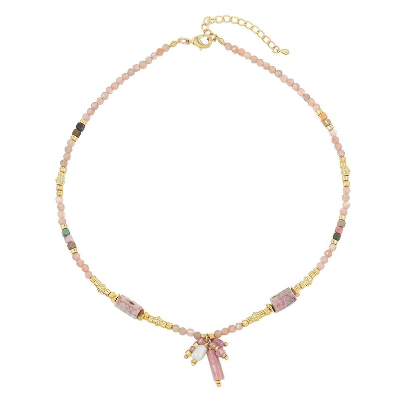 Nuova collana bohémien in pietra naturale colorata con design di nicchia e ciondolo a forma di occhio di demone di alta qualità con catena per clavicola_voghion.com