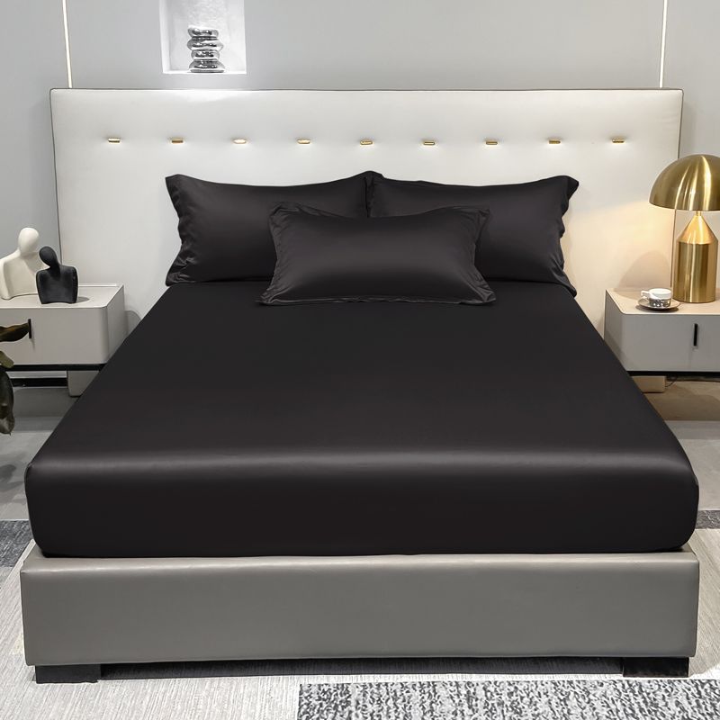 Four Seasons Men And Women Simple Fashion Black Satin Solid Color Ice Silk Bedspread Home Bedroom Hotel_voghion.com