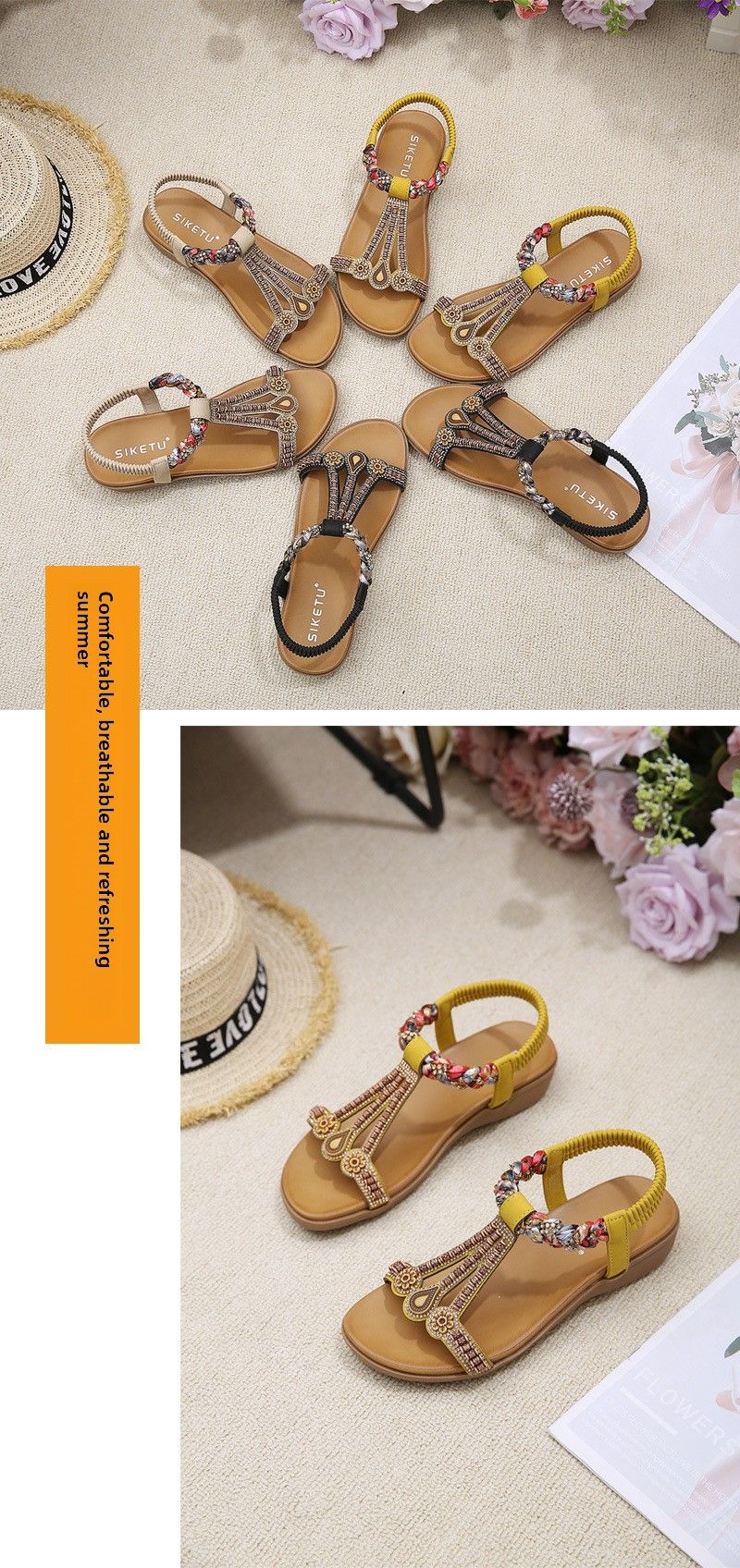 2230-32025 Zomer Nieuwe Veelzijdige Modetrend Dames Sandalen Elastische Band Lichtgewicht Comfortabele Pantoffels_voghion.com