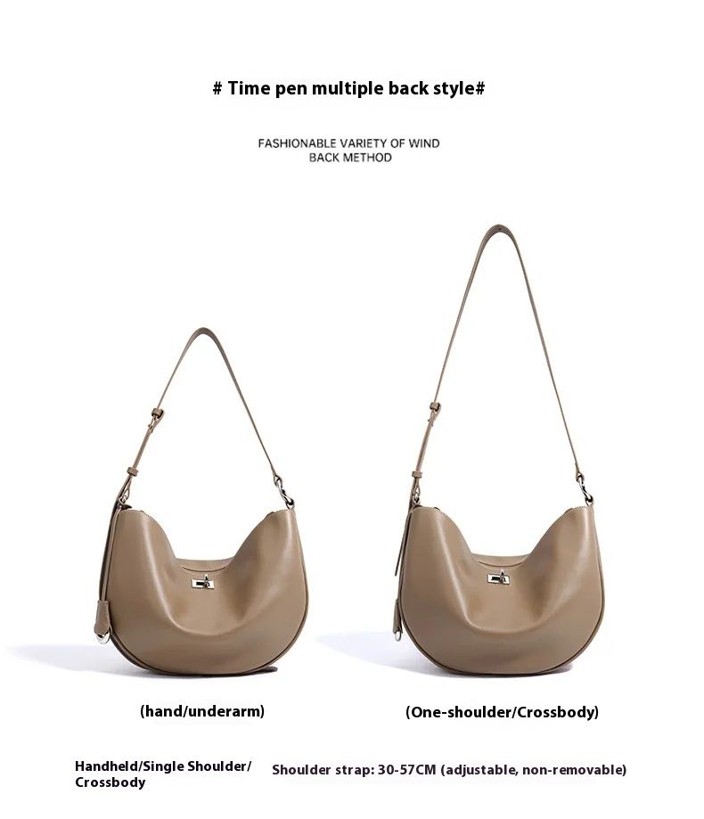 Sac à main Hobo en cuir véritable pour femme, design classique Crescent, grande capacité, bandoulière_voghion.com