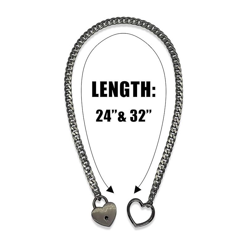 Paloli - Collana lunga da donna con catena scorrevole a forma di cuore, regolabile, stile punk rock cubano_voghion.com