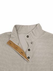 Camicia da uomo in velluto a coste con colletto rialzato - Top casual retrò a maniche lunghe_voghion.com