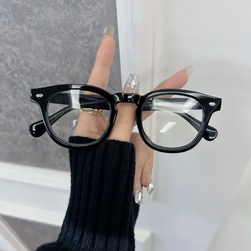 Occhiali da vista eleganti con lenti trasparenti e semplici, montatura per uomo e donna, marca casual, rotondi, uomo e donna_voghion.com