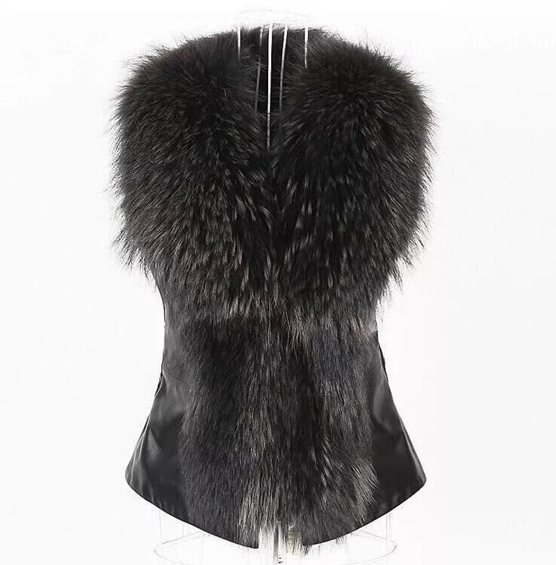 Kleeder Hierscht a Wanter Damen Waschbierkragenjacket Kuerz Slim Fit Pelzweste_voghion.com