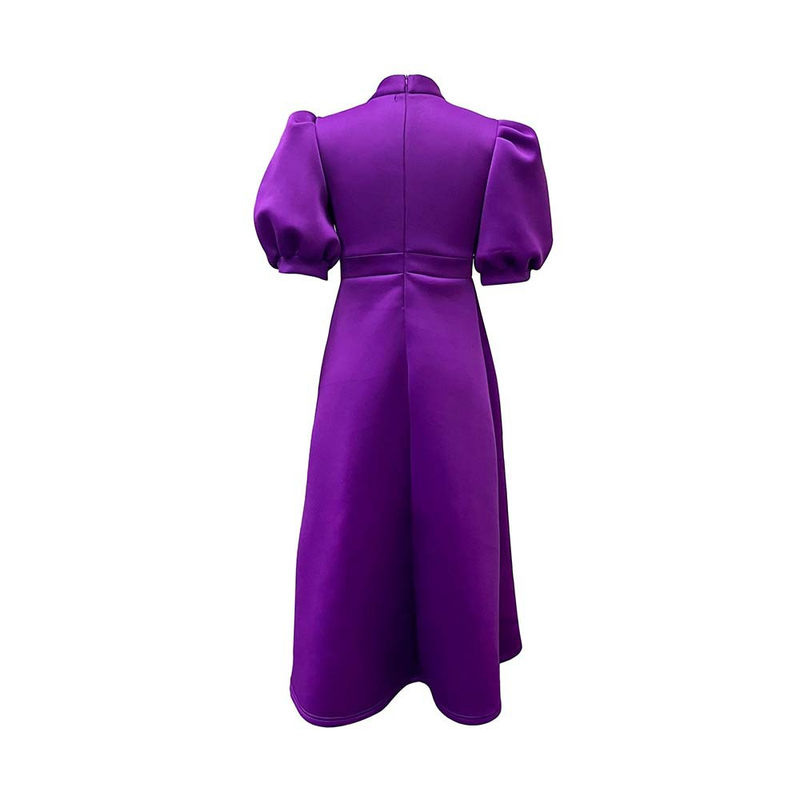 Rochie de banchet pentru femei de marime mare de vara nou bowknot doamnelor de culoare solida fusta cu maneca scurta _voghion.com