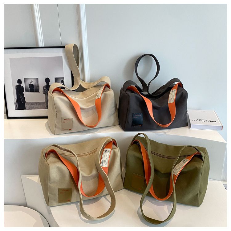Grande capacidade nova bolsa de lona minimalista classe estudante bolsa diagonal de ombro único, bolsa de travesseiro feminina_voghion.com
