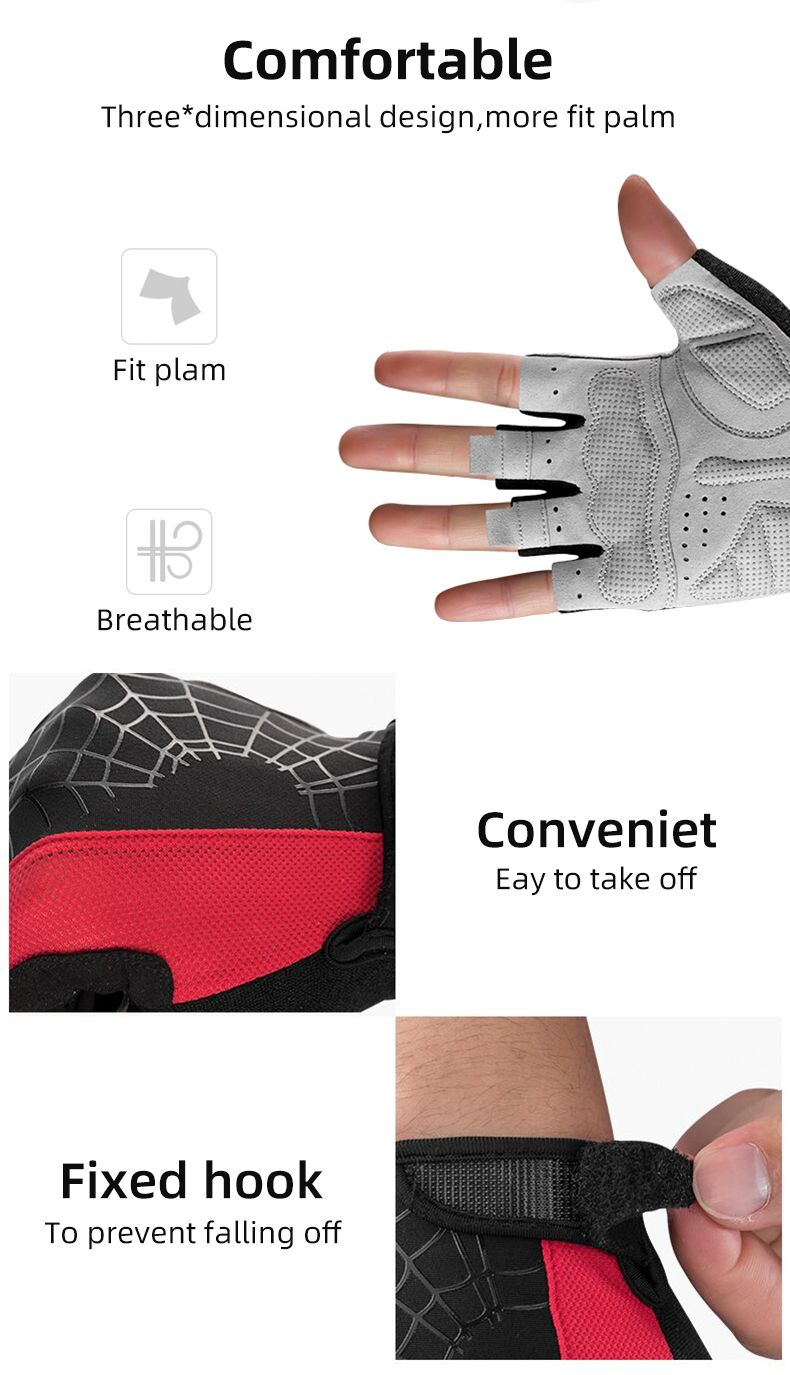 Gants de cyclisme ROCKBROS, mi-doigts, antichoc, respirants, VTT, vélo de montagne, gants de sport, hommes et femmes, gants courts_voghion.com